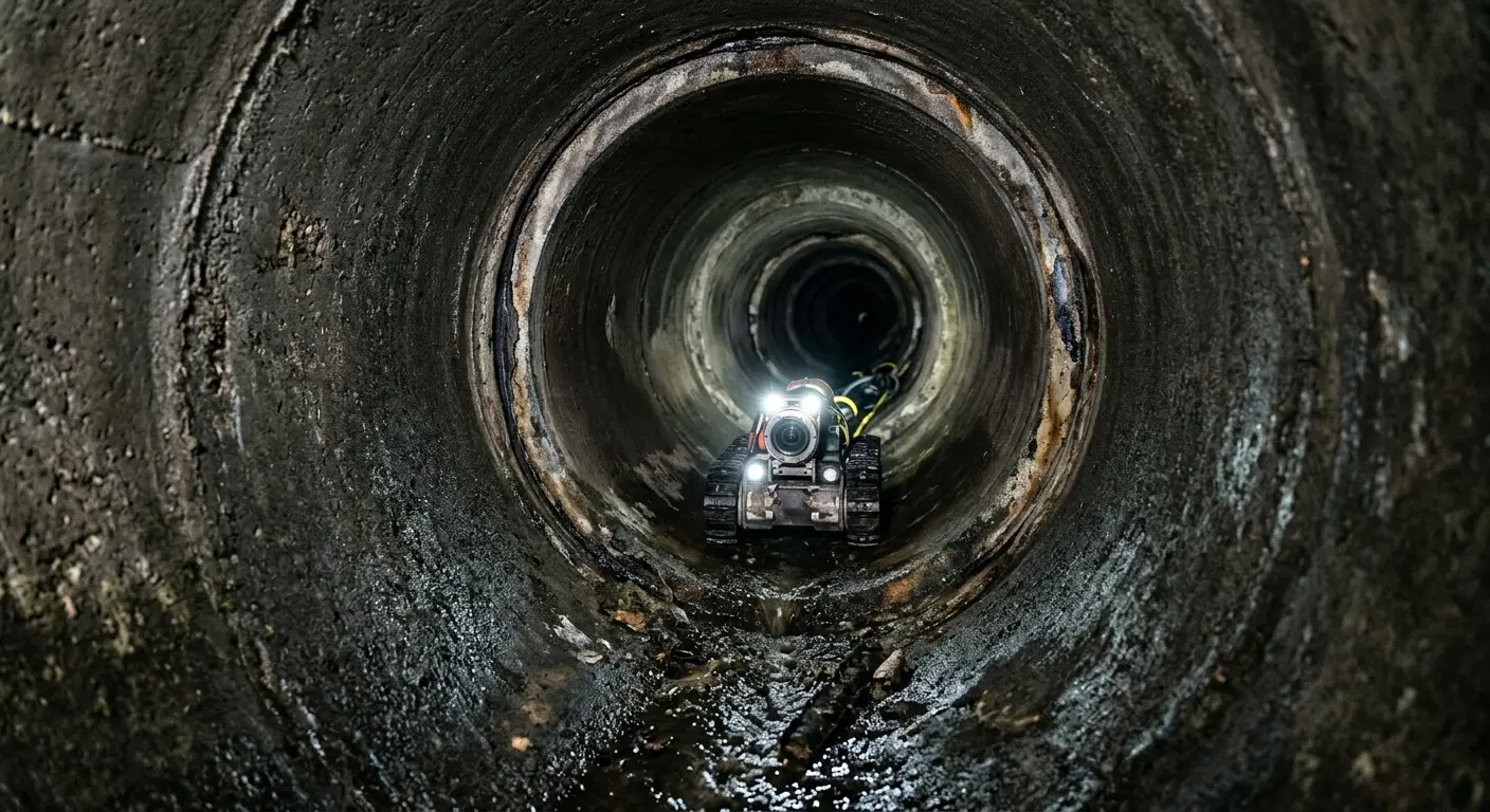 Robotic sewer camera inspecting pipe interior for Drain Snake Service in Bloomingdale